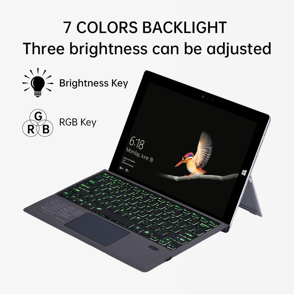 Backlight Bluetooth Keyboard For Microsoft Surface Pro 3 4 5 6 7 Keyboard Trackpad Wireless Teclado Arabic Portuguese Spanish