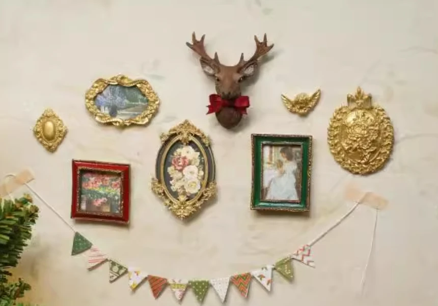 1:12 Miniature Vintage Oil Painting Framed Photos Dollhouse Accessories 1：6 Mini Wall Picture Dollhouse Kids Toys Supplies