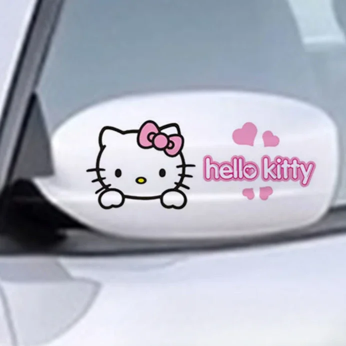 MINISO HelloKitty Car Cartoon Stickers To Cover Scratches Body Shell Modified Ladies Kawaii Car Decoration Stickers Universal