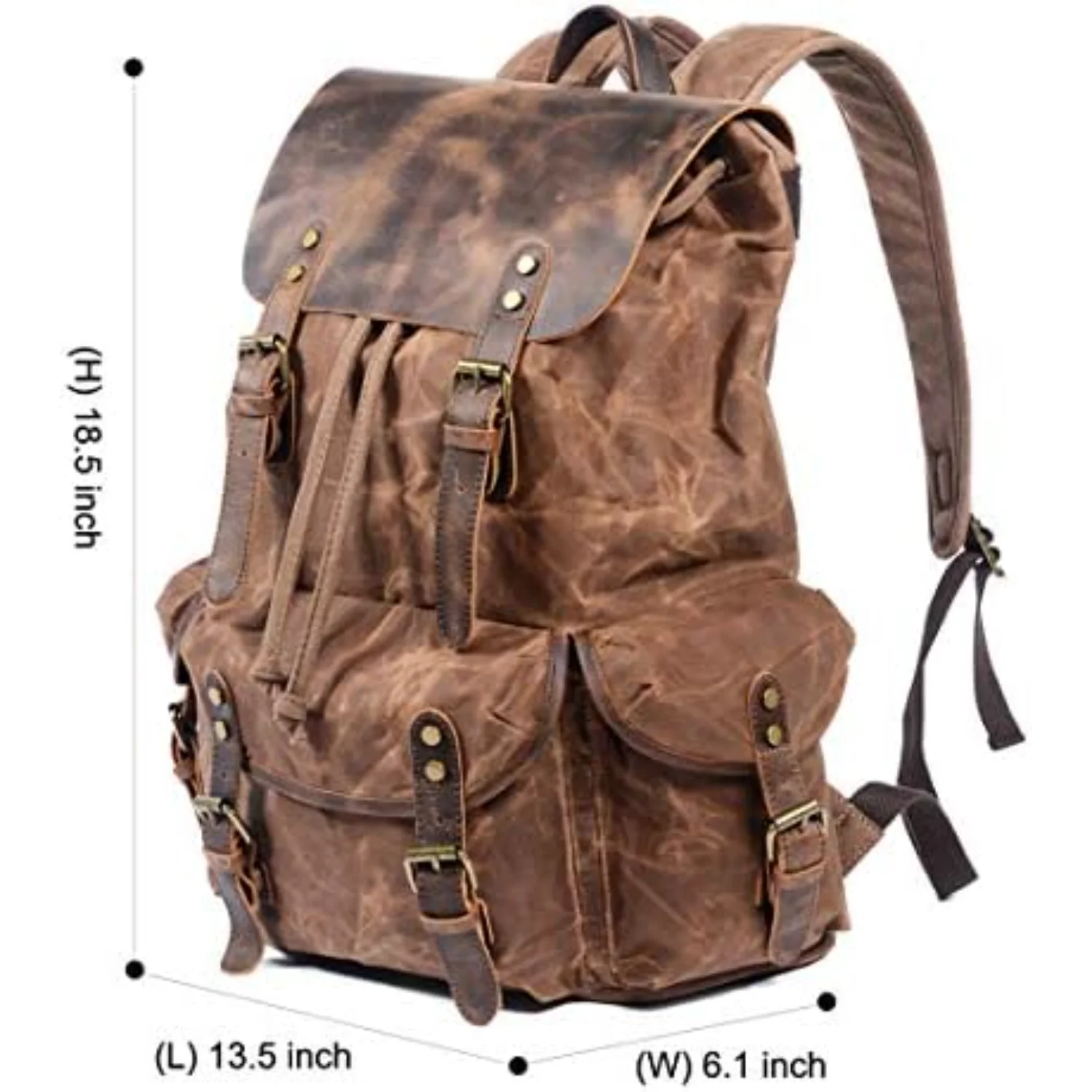 Tas Ransel Kulit Pria WUDON, Ransel Perjalanan Kanvas Wax