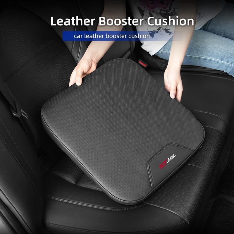 PU Leather Car Heightening Seat Cushion Memory Breathable Chair Mat For Ford ST Line Racing RS S Kuga Fiesta Fusion Monde