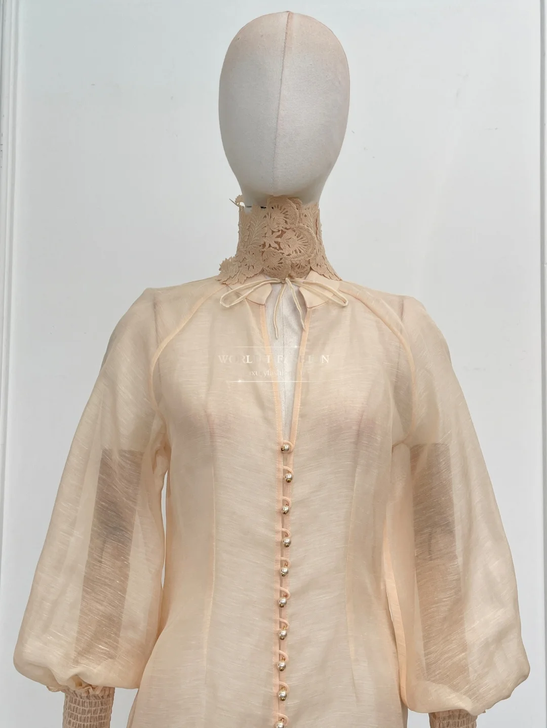 

Beige Lotus Root Color Long Sleeve Blouse Tops 2025 New Design