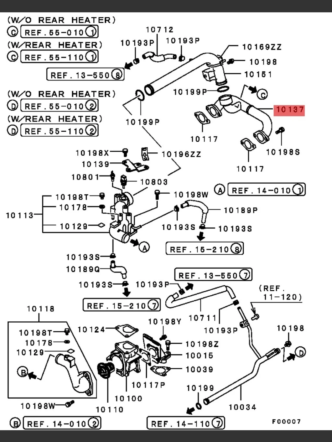 1305A126 MD369293 6G72 Testata acqua By-Pass Tubo per Mitsubishi Paiero Montero Shogun 3 MK3 V63V73 3.0L2000-2006