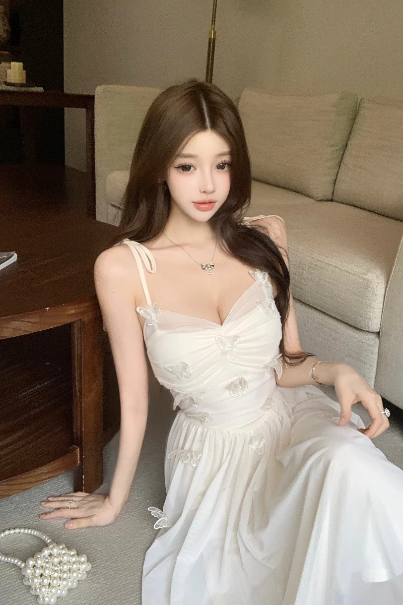 الفرنسية ثلاثية الأبعاد فراشة أنيقة ثوب مسائي المرأة تول السباغيتي حزام فستان طويل ضوء فاخر مأدبة الخطوبة فستان رسمي