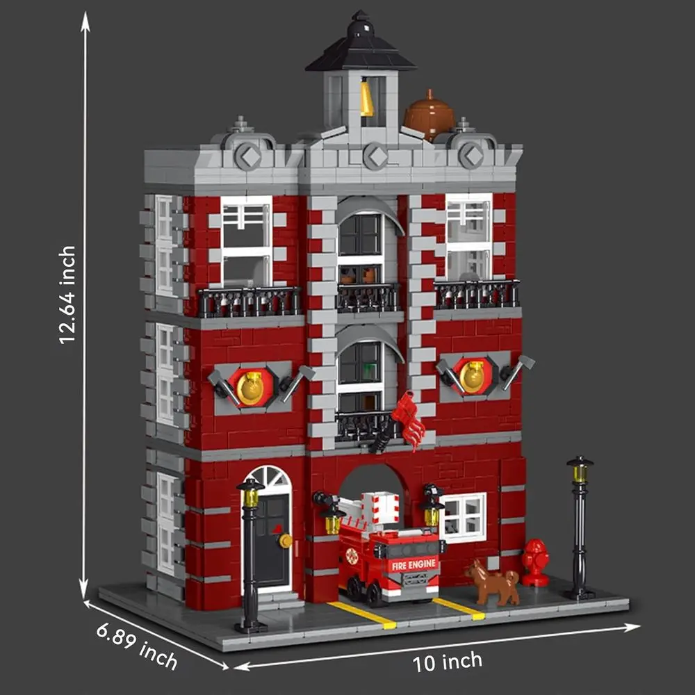 Conjunto de blocos de construção de caminhão de bombeiros para adultos, brinquedo de motor de fogueira, 1823 peças, presente de aniversário ideal e decoração de mesa