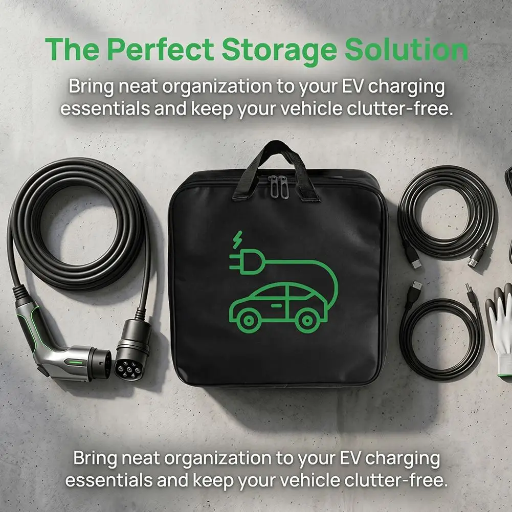 1PC Electric Car Charger Storage Bag Waterproof Car Battery Cable Handled Bag EV Car Charging Gun Storage Organizer