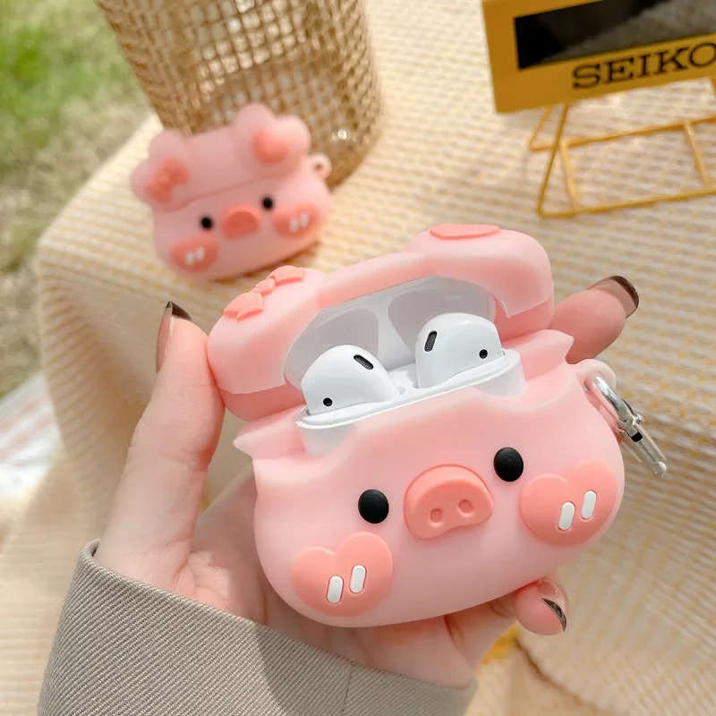 Cute Butterfly heart Pig For Apple AirPods Case Pro 1 / 2 / 3 Wireless Headphone Bags Bluetooth earphone cartoon rubber shell