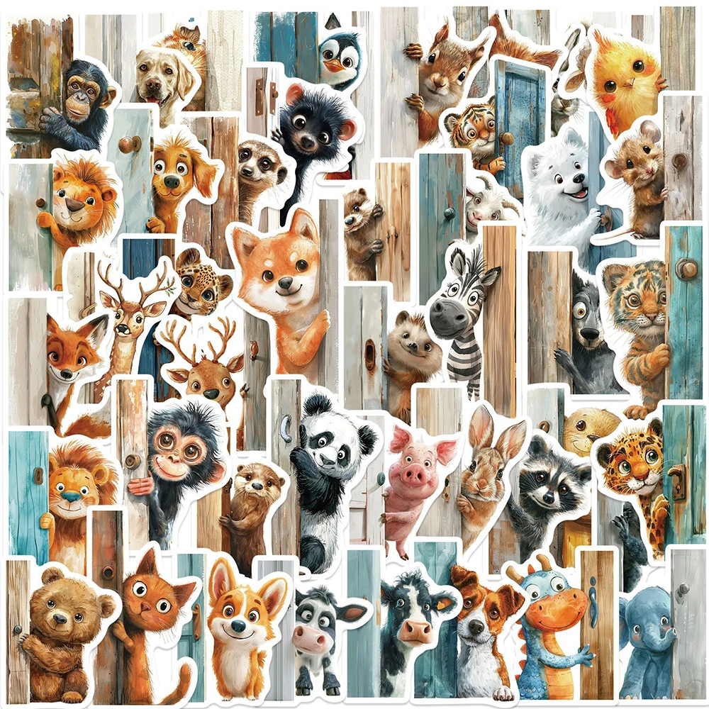 10/30/50 Stück Außerhalb der Tür Peeping At Animal Cartoon Aufkleber Lustige kreative Aufkleber Laptop Telefon Koffer Aufkleber für Kinder Spielzeug