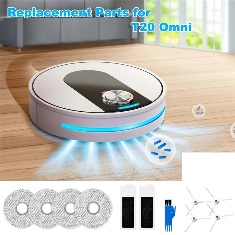 ABUD-part Kit Aksesori untuk Ecovacs Deepot T20 Omni/T20/T20 Max/T20 Pro Robot Penyedot Debu Filter HEPA Sikat Samping Kain Pel