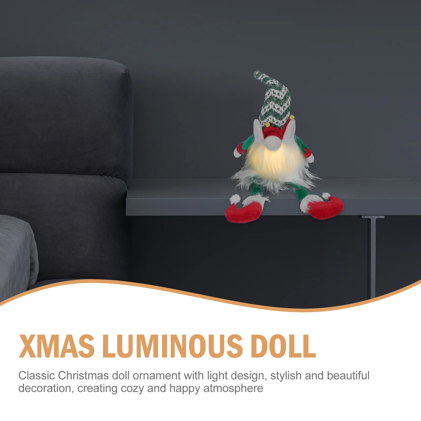 

Christmas Decorative Gnome Xmas Glowing Rudolph nament Festive Home Party Desktop Porch Adornment Lovely Baby Toy