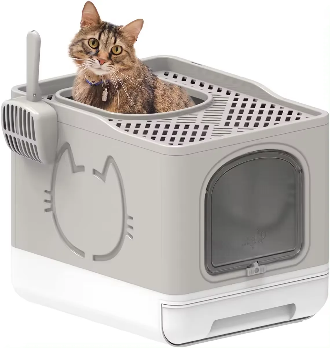 

All For Paws New Design Collapsible Cat Litter Box & Accessories Foldable Cat Litter Box Top Front Entrance Litter Cat Toilet