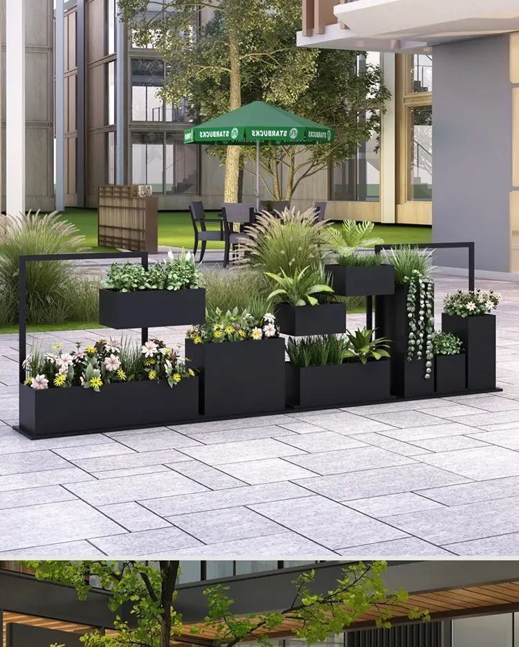 Factory Direct 2026 Creative flower stand partition wrought iron flower box anti-rust metal flower groove combination outer pend
