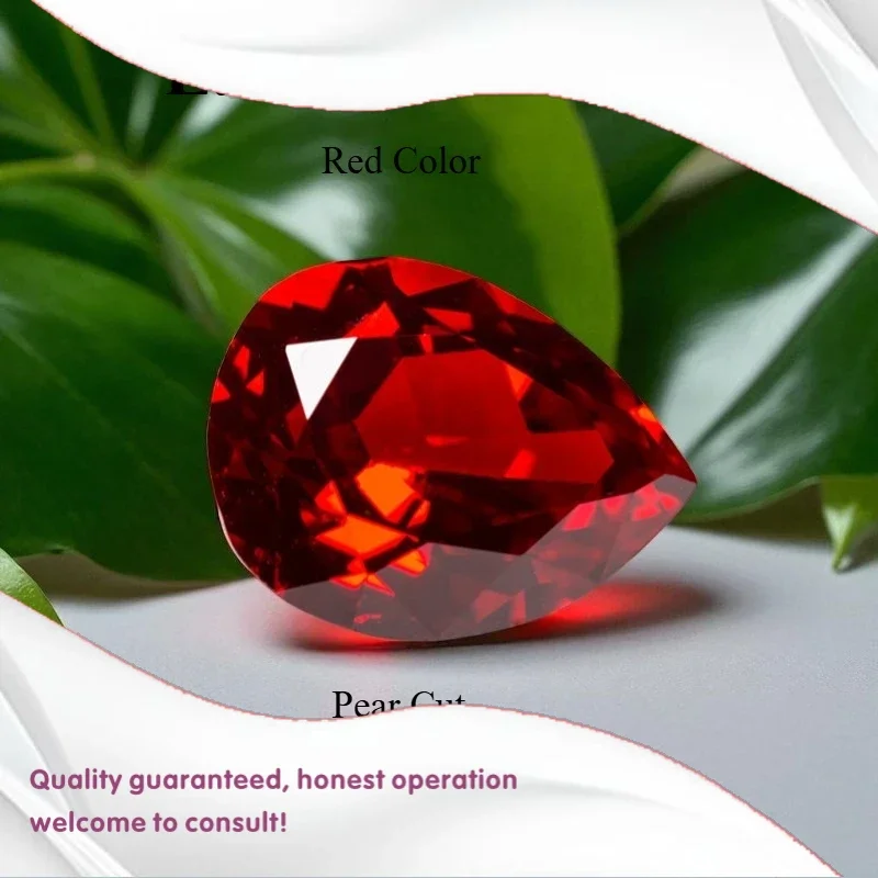 

J-Lab выращенная рубиновая груша огранки красного цвета VVS1 Подвески для ювелирных изделий своими руками Кольца Серьги Изготовление с сертификатом Пройти тестер бриллиантов