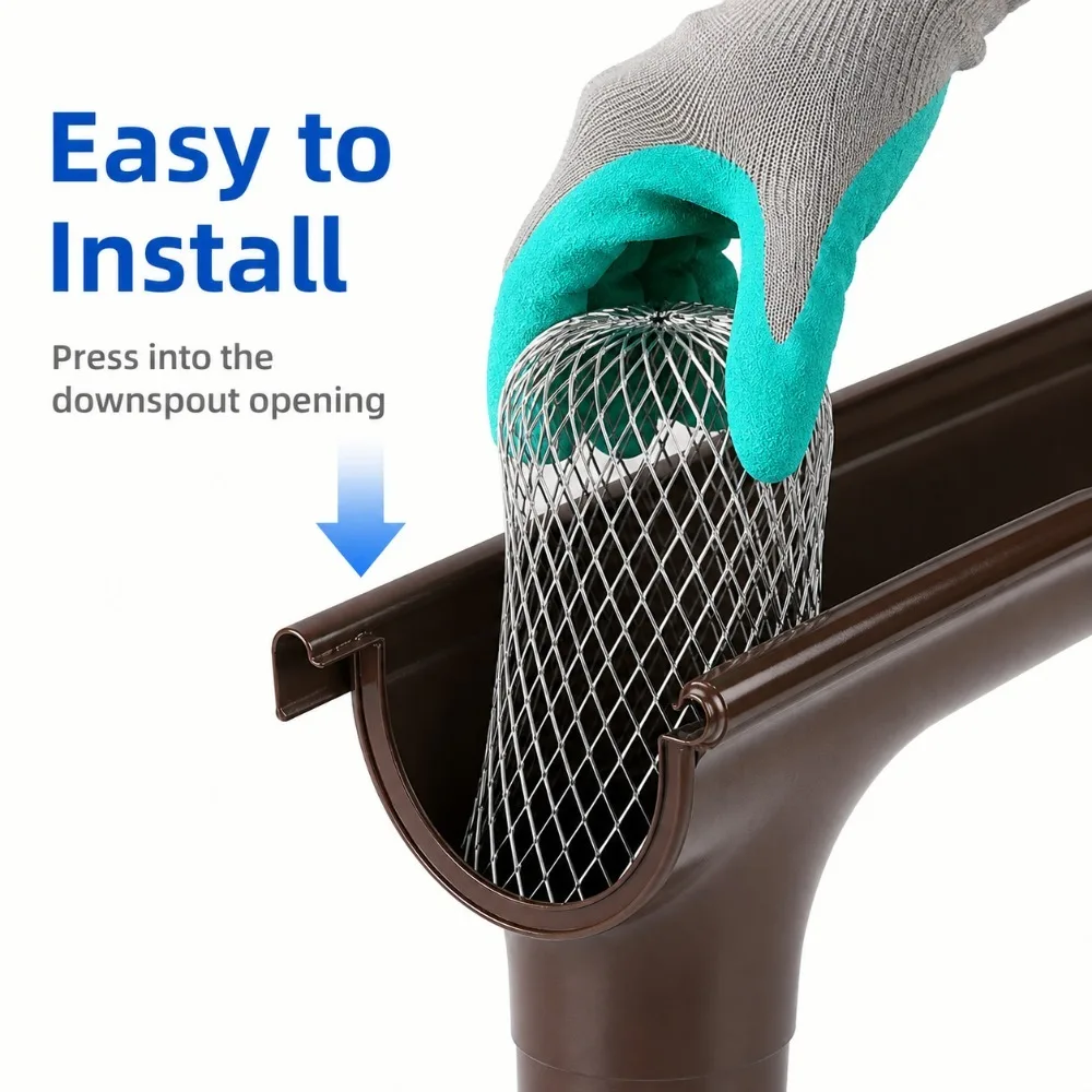 Roof Gutter Leaf Guard Metal Filter Mesh Drain Pipe Cover for Preventing Debris Buildup in Downpipe Rainwater Systems - view 3
