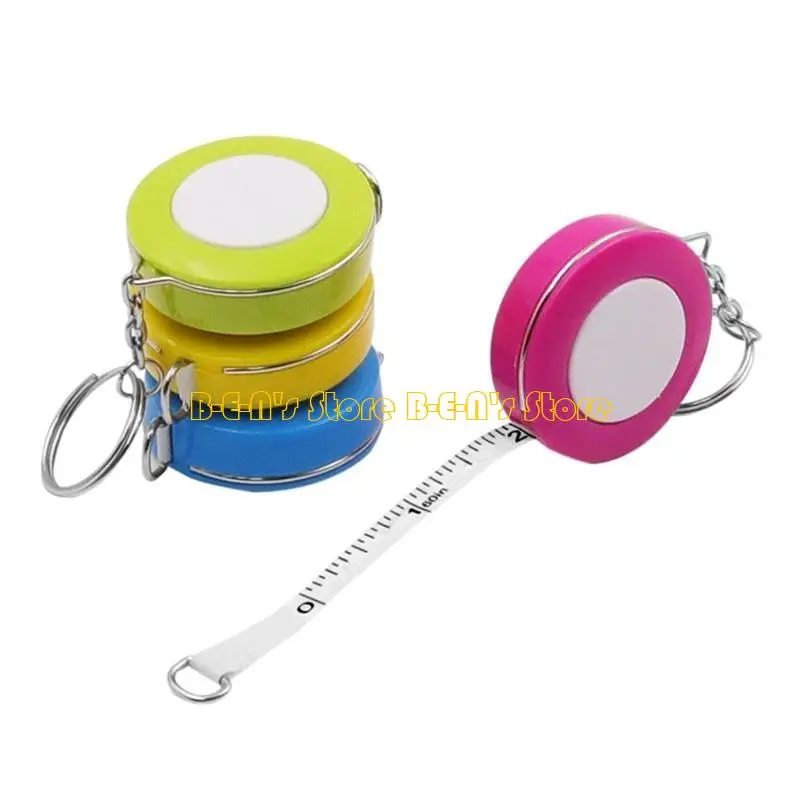 Y1AD Mini Tape Measure With for Key Chain Plastic Easy Carry 1.5m Retractable Rule