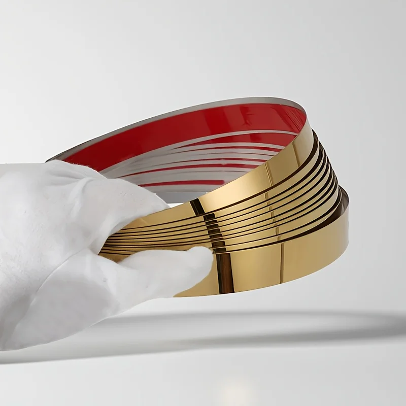 (12 Meter) Mirror Self-Adhesive Stainless Steel Strip, Suitable for Walls, Fireplaces, Mirror Edges, and Decorative Crafts