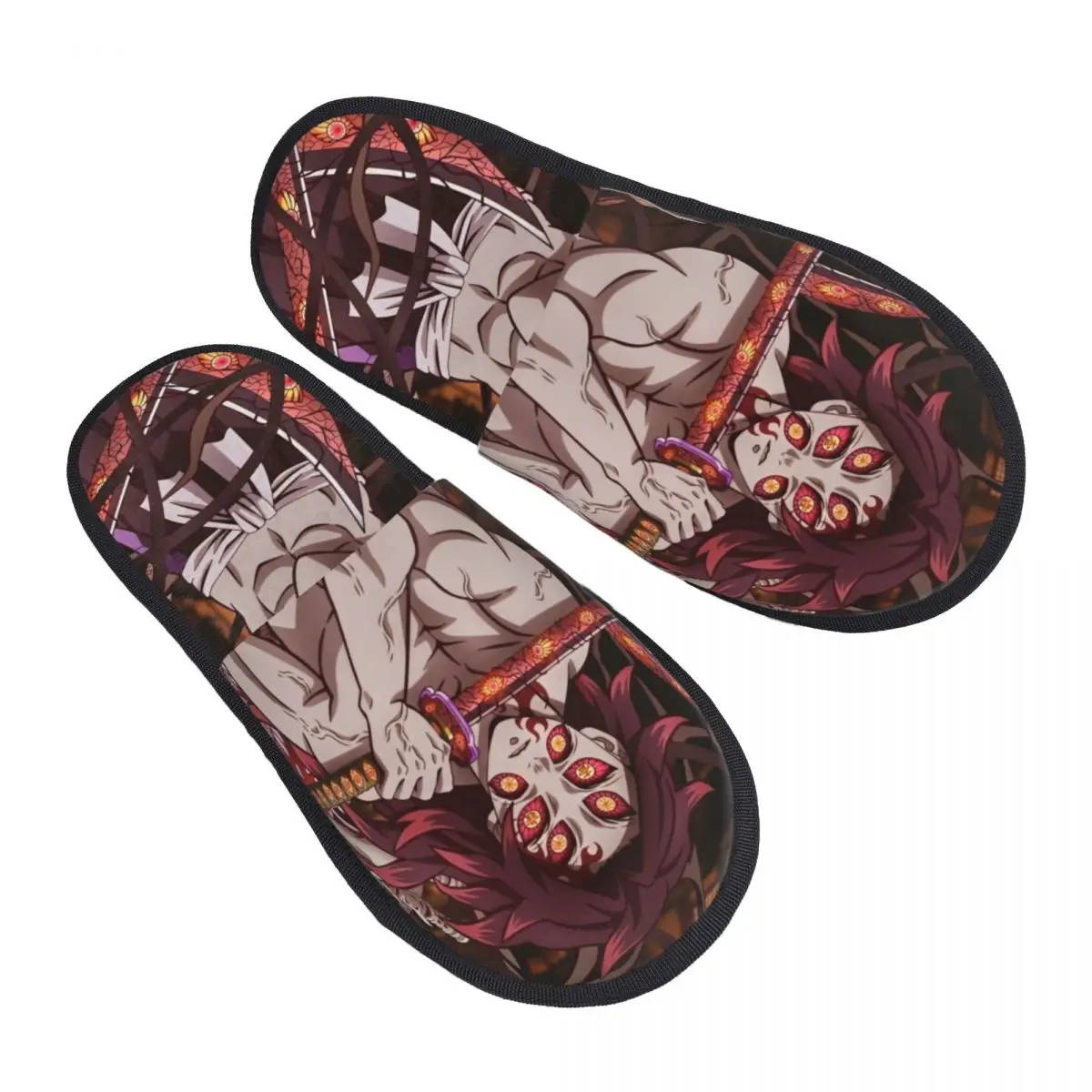 Kokushibo Upper Rank One Winter House Slippers Indoor Anime Demon Slayer Cozy Memory Foam Slippers Non-skid