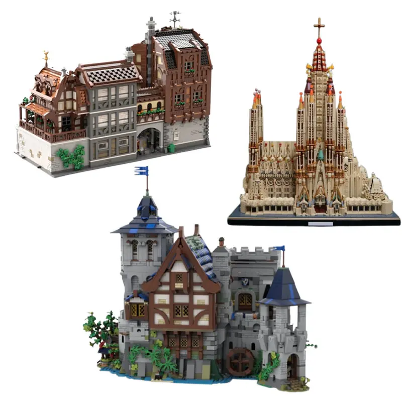 

Spot MOC-65795 church small particle assembly building blocks large building 164454 old town model toy 132661 medieval castle