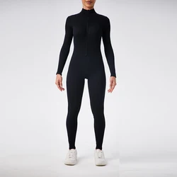 Zipper Seamless One-Piece Yoga Suit Dance Belly Tightening Fitness Workout Set Stretch Bodysuit Gym Clothes Push Up Sportswear