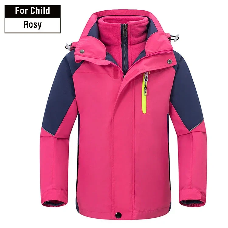 Kids Children Ski Suit Waterproof Snow Pants Thermal Boys Girls 3 In 1 Winter Outdoor Hooded Clothes Costume