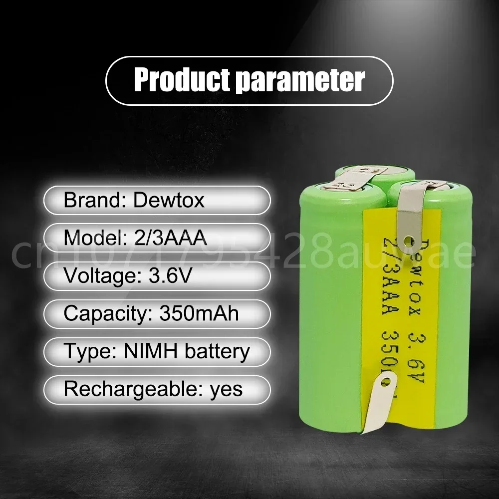 3.6V 2/3AAA 350mAh Ni-MH Rechargeable Battery with Welding Suitable for Rechargeable Battery Pack of Flashlight Instrument