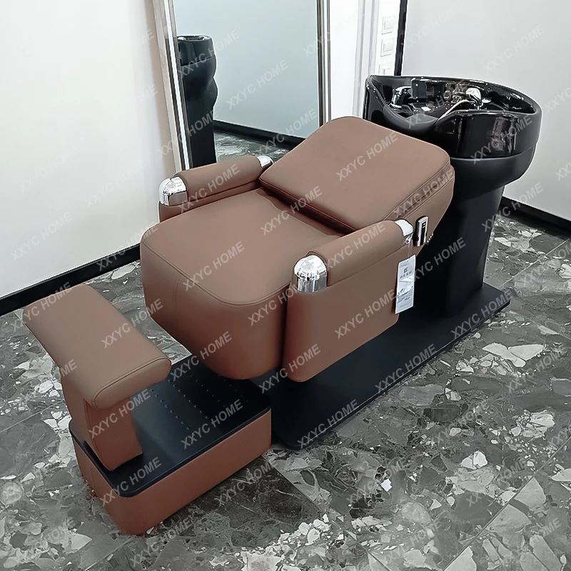 

Парикмахерское кресло-мойка EELight класса люкс, простое, полуоткидное, с керамической раковиной из нержавеющей стали, для мытья головы