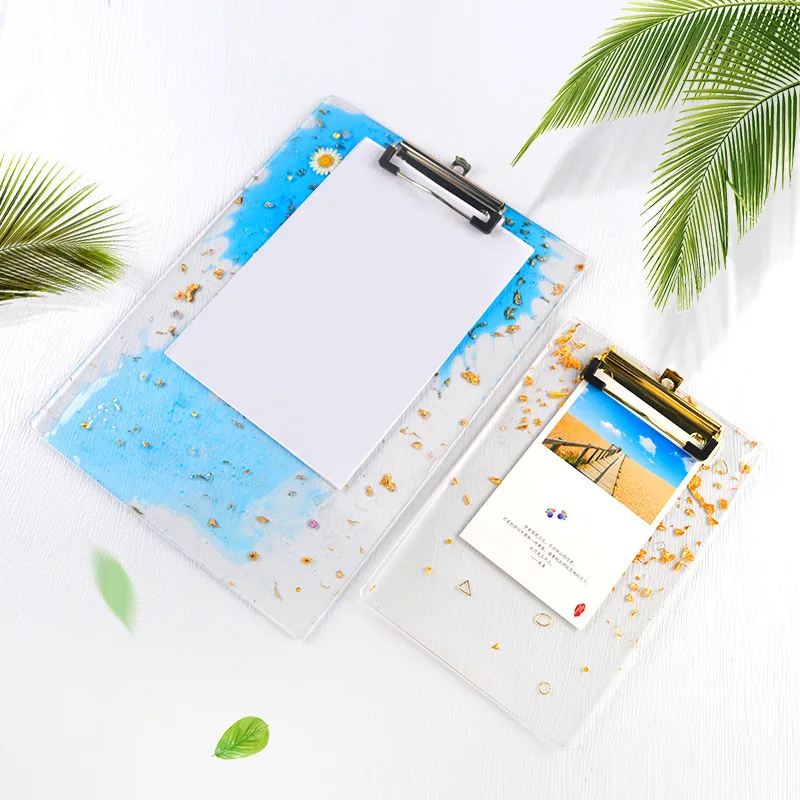 SZ057 File Folder Resin Silicone Mold DIY A4 Clipboard Drawing Board Epoxy Crystal Molds Metal Splint Accessories