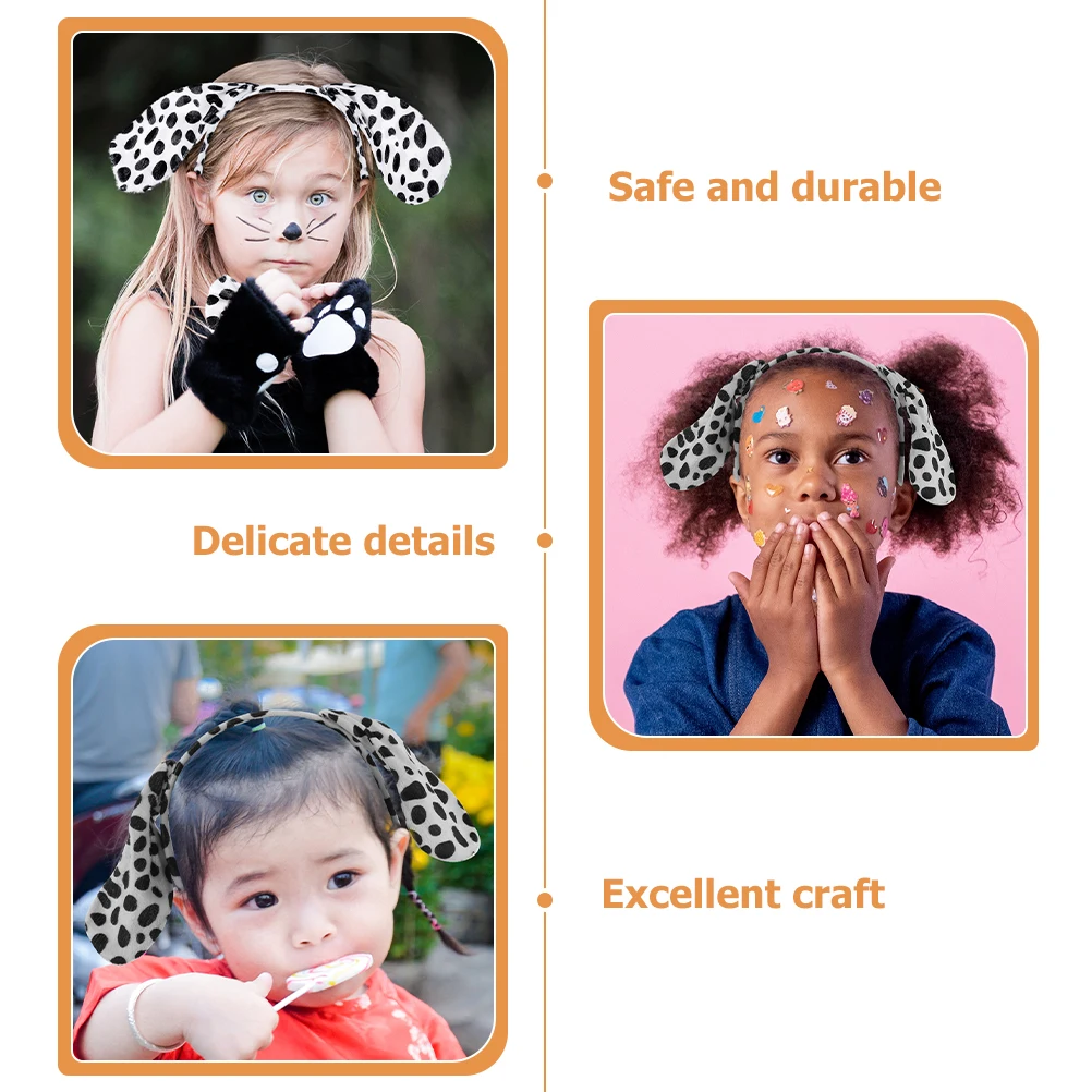 

4Pcs Dalmatian Headbands Kids Hairbands Dog EarsTail Animal Cosplay Reusable Excellent Material Stage Performance