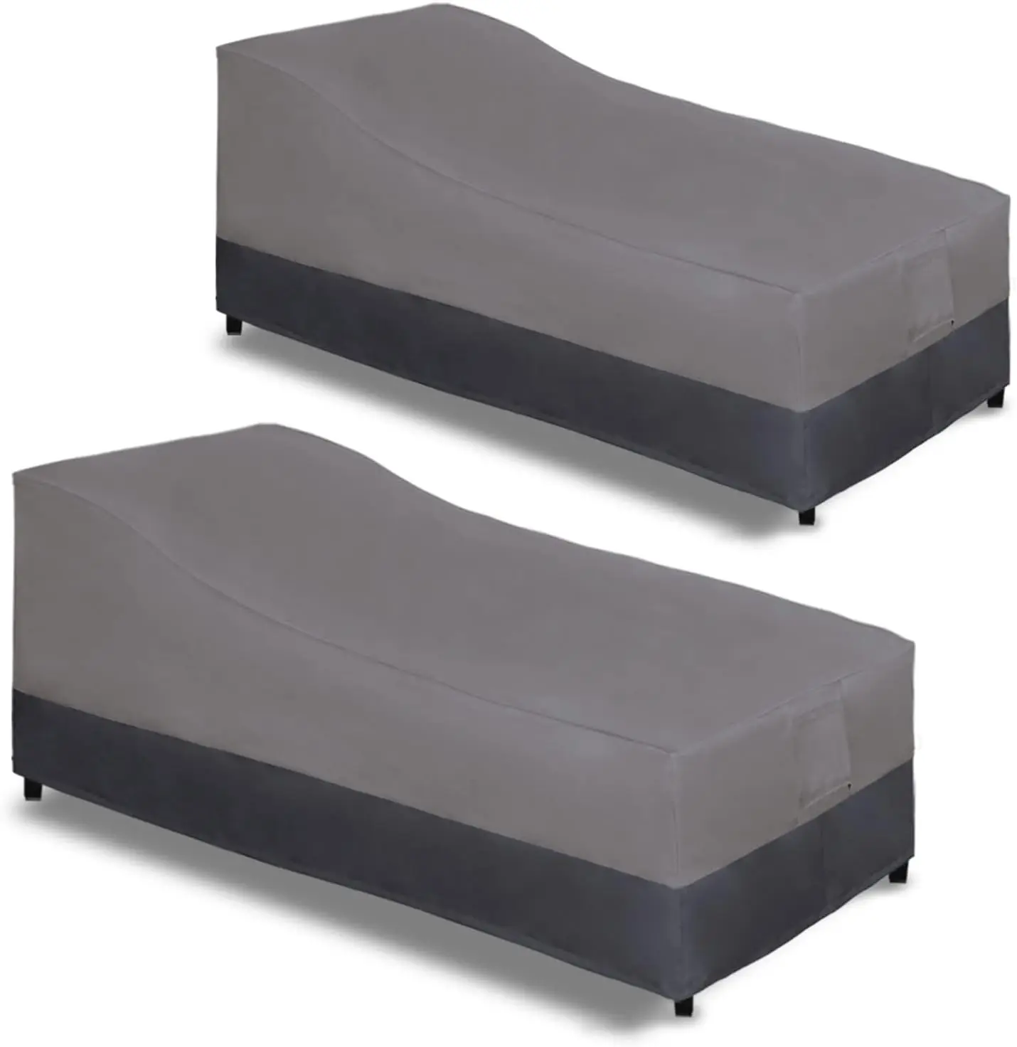 Waterproof Outdoor Chaise Lounge Cover, Heavy Duty Windproof Furniture Cover with Air Vent, 2 Pack Gray/Dark Gray