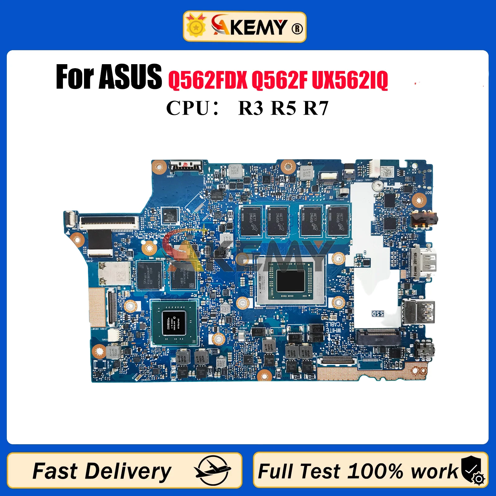 

UX562IQ Laptop Motherboard For ASUS ZenBook UX562 Q562FDX Q562F UX56IQ Notebook Mainboard With R3 R5 R7 CPU 100% tests OK stk
