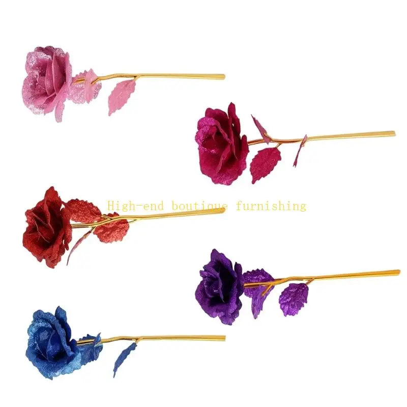 L9NB – Roses éternelles en plastique doré délicat, cadeau fascinant pour ami amoureux