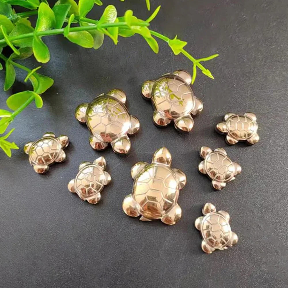 15mm 25mm Mini Pyrite Turtle Crystal Animal Figurine Tortoise Pendants Necklace Carved Healing Stone For Children DIY Gift Decor