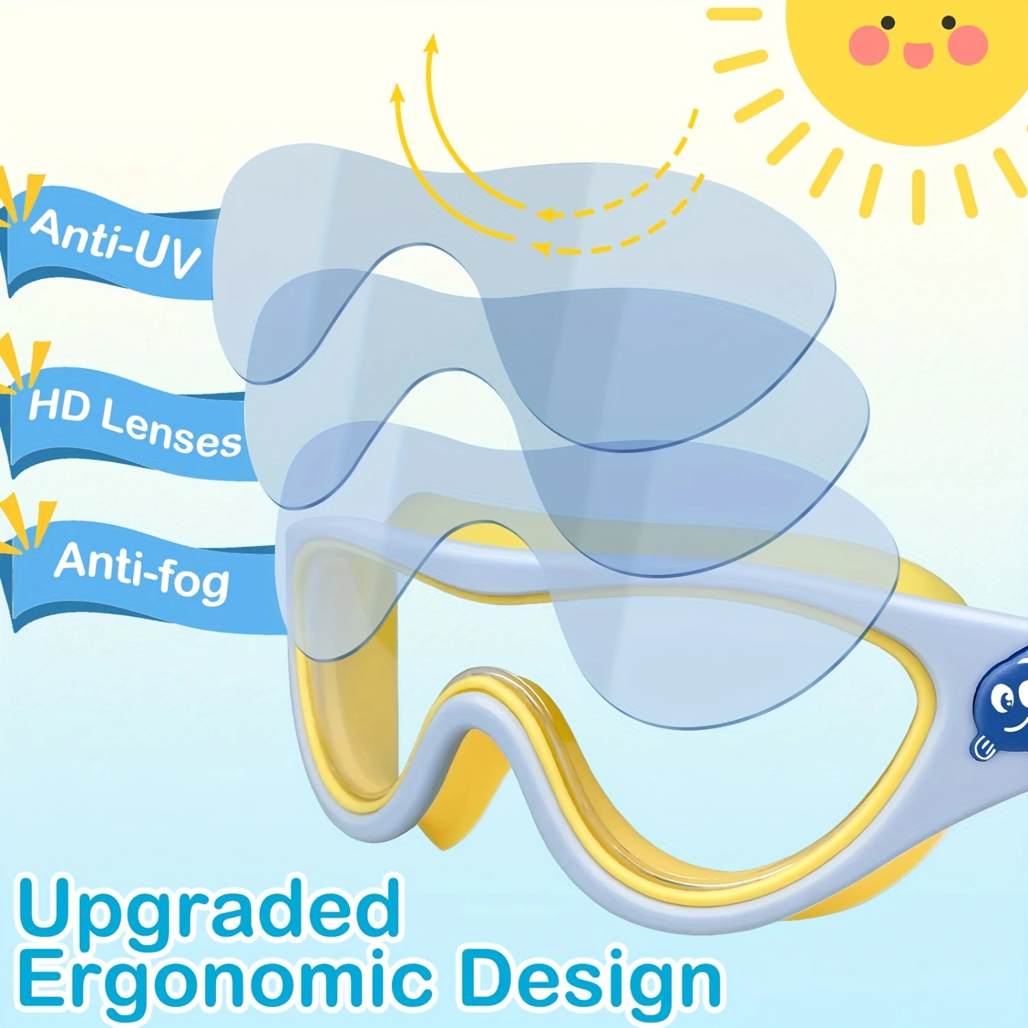 1pc Adorable  Print  Swim Goggles - Fog-Free, Leakproof, Large Frame for Wide-Angle Vision - Perfect Swimming Accessory for Chil
