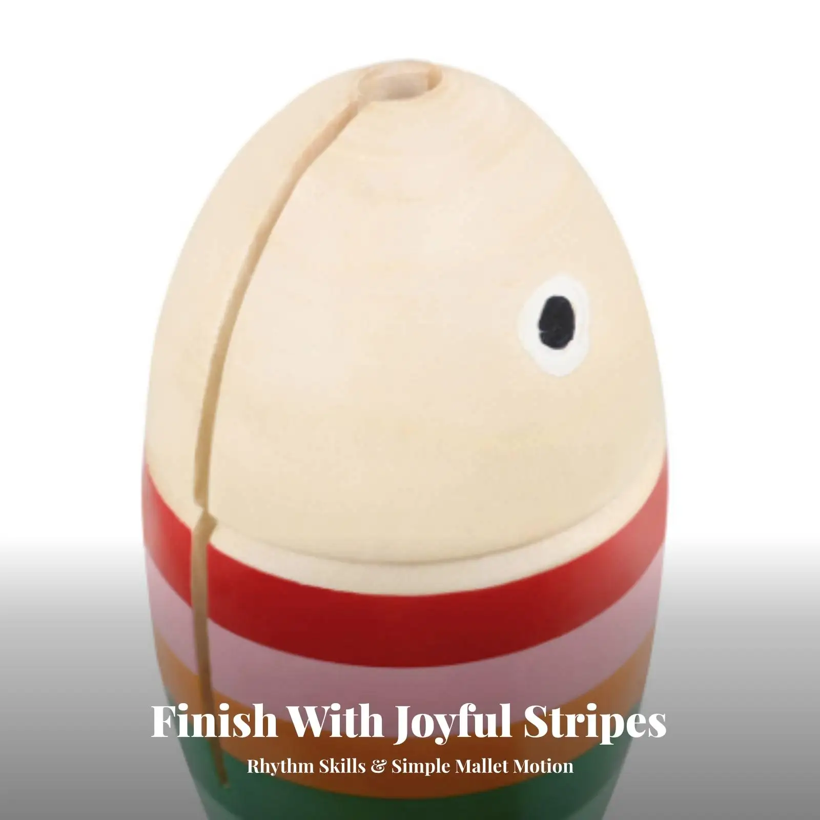 Kids Wooden Fish Music Percussion Toy Rainbow Solid Wood Rhythm Instrument for Early Learning with Wooden Mallet