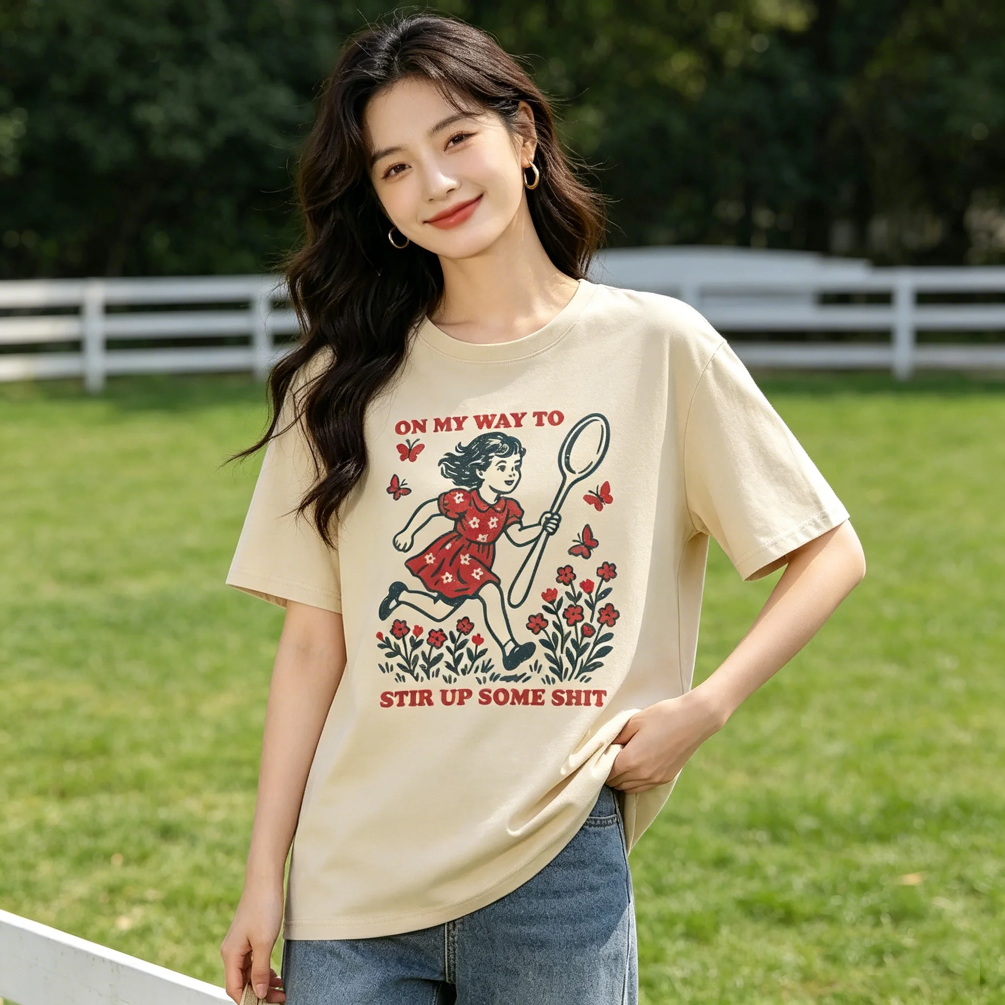 On My Way To  Graphic Shirt Ulzzang Unisex Fashion Harajuku Streetwear T-Shirt Grunge Y2k Aesthetic Oversized Woman Tshirts