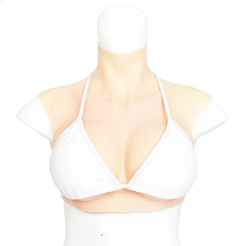 Silicone Chest Plate with High Neck, Designed for Film & Television Props, Featuring Silicone Breast Cups, Ideal for Drag Queens