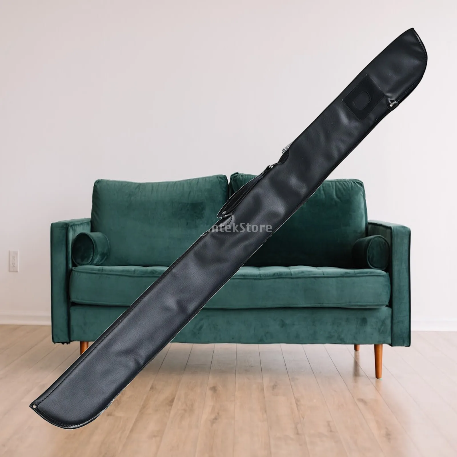 PU Leather Billiard Cue Bag for One Cue Stick Black Case with Soft Lined Interior and Zipper for Billiards Enthusiasts Travel