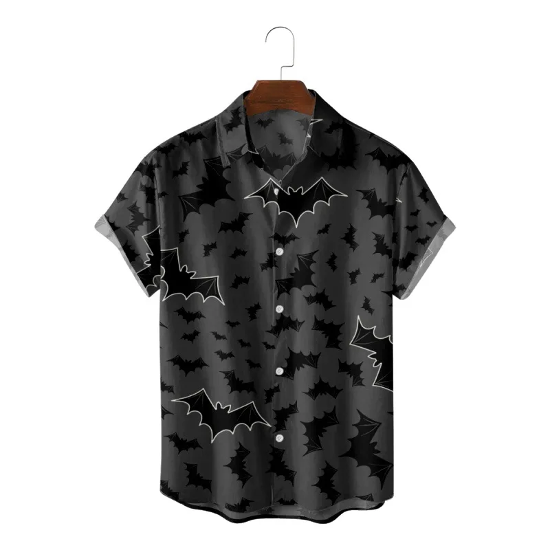 

Harajuku Trendy Luxury Halloween 3D Print Men Single Breasted shirt Casual Women Blouse Short Sleeve Summer Flip collar shirts