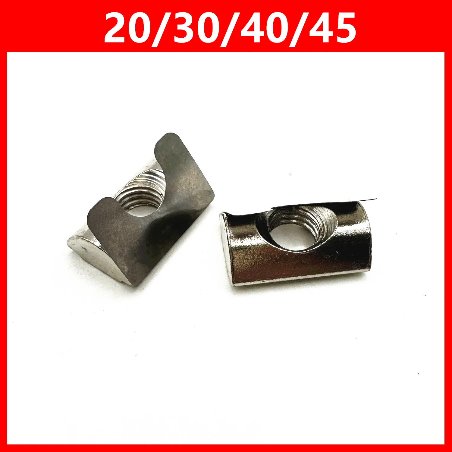 20/30/40/45 Series M3 M4 M5 M6 M8 M10 Roll-in T Slot Elastic Shrapnel Nut Spring Leaf Block for Aluminum Profile Slot 6mm