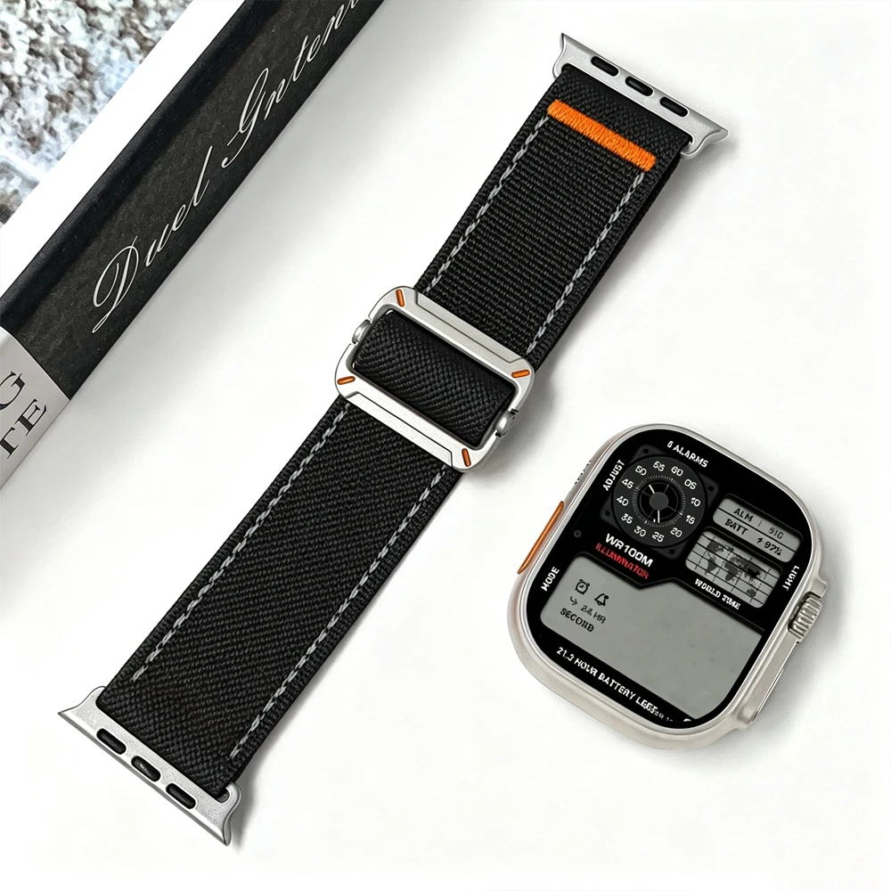 Sport Strap For Apple Watch Band 49mm 46mm 45mm 44mm 42mm Elastic Nylon Correa Bracelet IWatch Series 11 10 9 8 7 6 SE Ultra 2 3