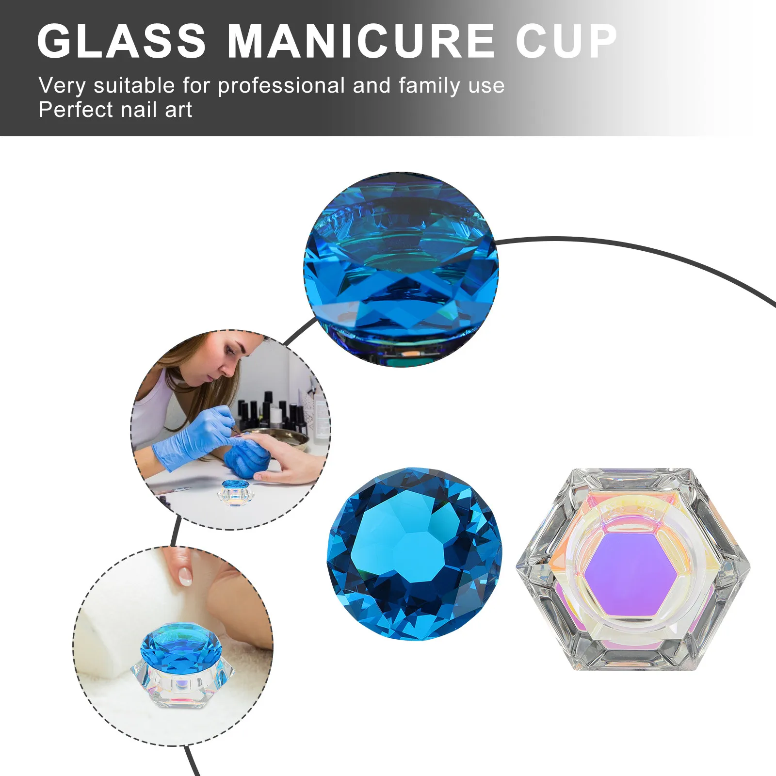 Premium Glass Nail Art Crystal Cup Lightweight Reusable Manicure Acrylic Liquid Container for Professional Home Use Pen Wash Cup