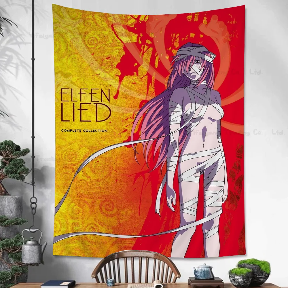 

Elfen Lied Cartoon Tapestry Hippie Flower Wall Carpets Dorm Decor Art Home Decor