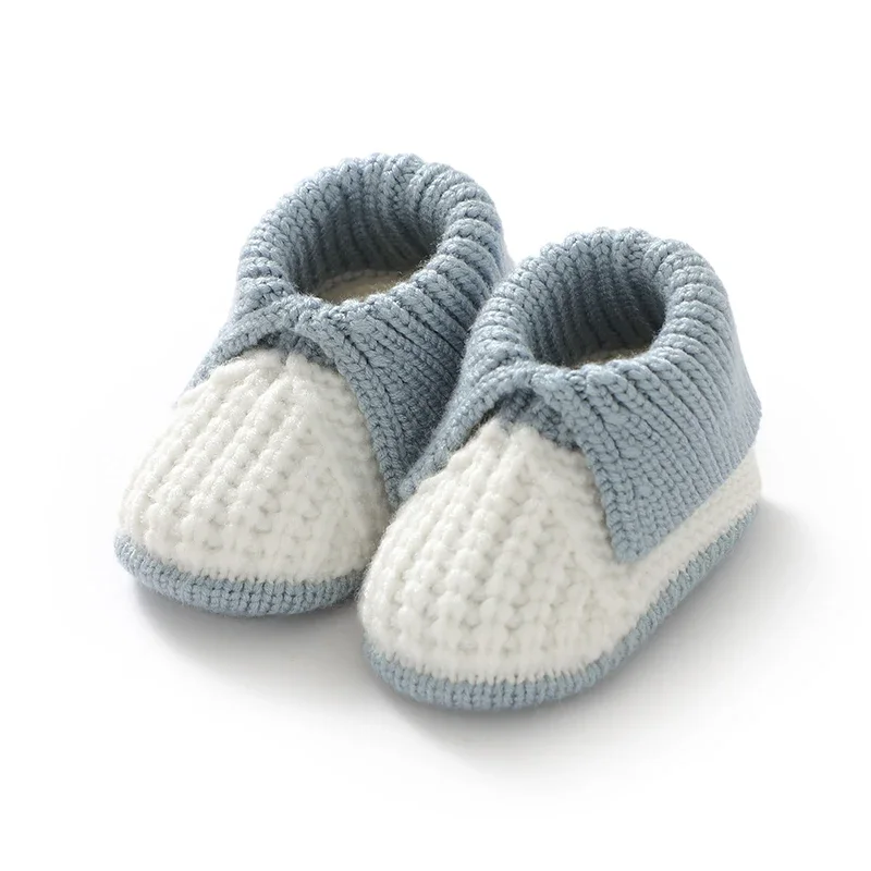 Newborn Baby Shoes Knit Boys Girl Footwear Fashion Cute Solid 0-18M Toddler Clothes Accessories Infant First Bed Boots Patchwork