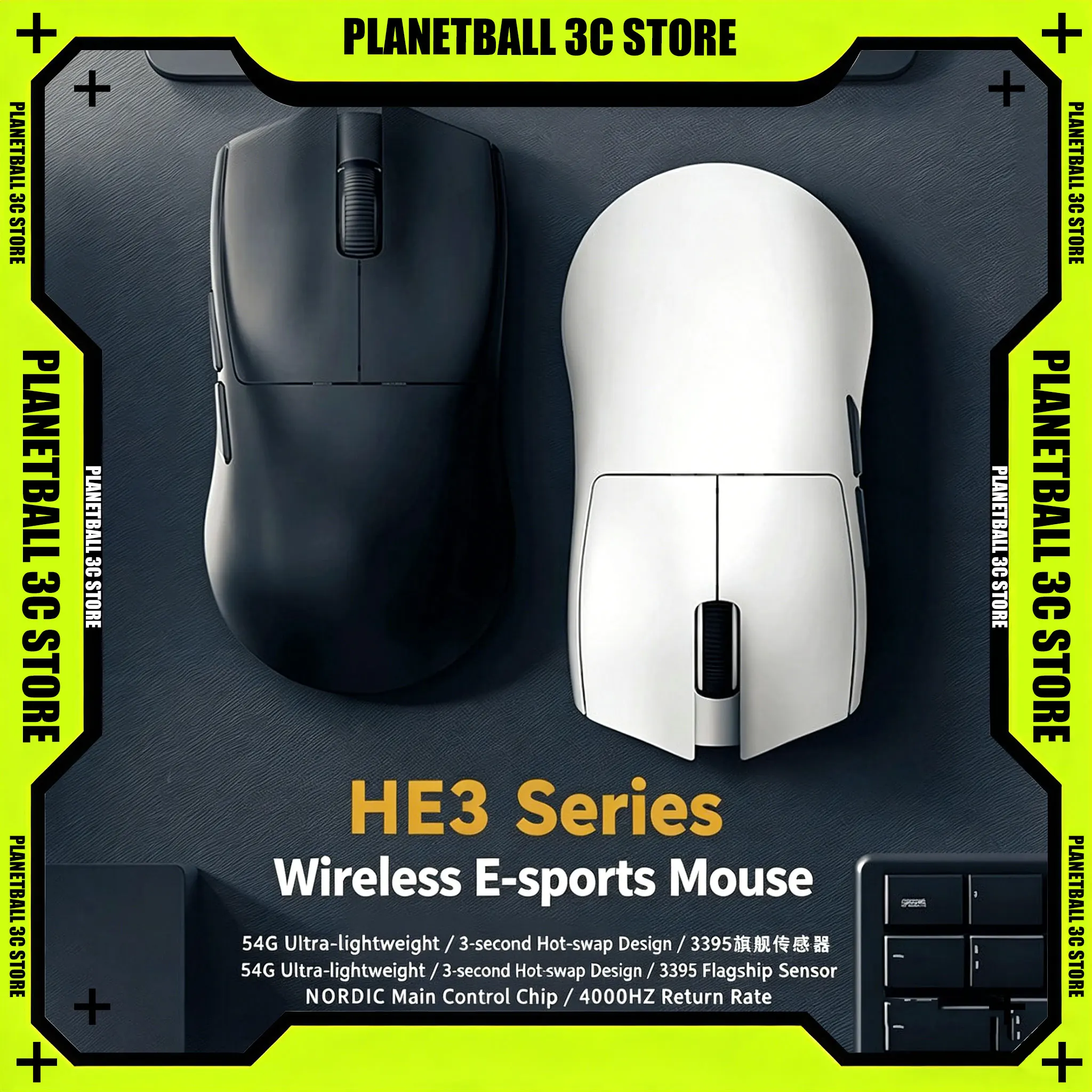 Irok He3pro Esports Gaming Mouse, In Stock, Wireless RGB Mouse with 4000Hz Polling, PAW3395 Sensor & 54g Lightweight Body