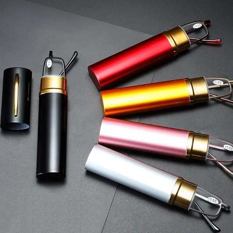 +1.0~+4.0 Lightweight Portable Anti-blue Light with Pen Clip Tube Case Eyeglasses Reading Glasses Readers for Men Women