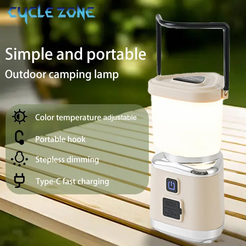 Lanterna da campeggio esterna TYPE-C Luci da lavoro ricaricabili 4 modalità Dimmerazione continua Lampada da tenda portatile sospesa Illuminazione di emergenza