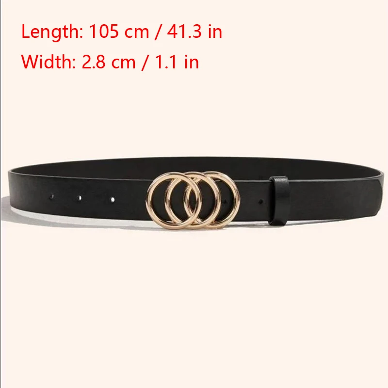 Cross-border new women\'s belt Korean version of all-in-one fashion dress jeans black women\'s belt three rings belt