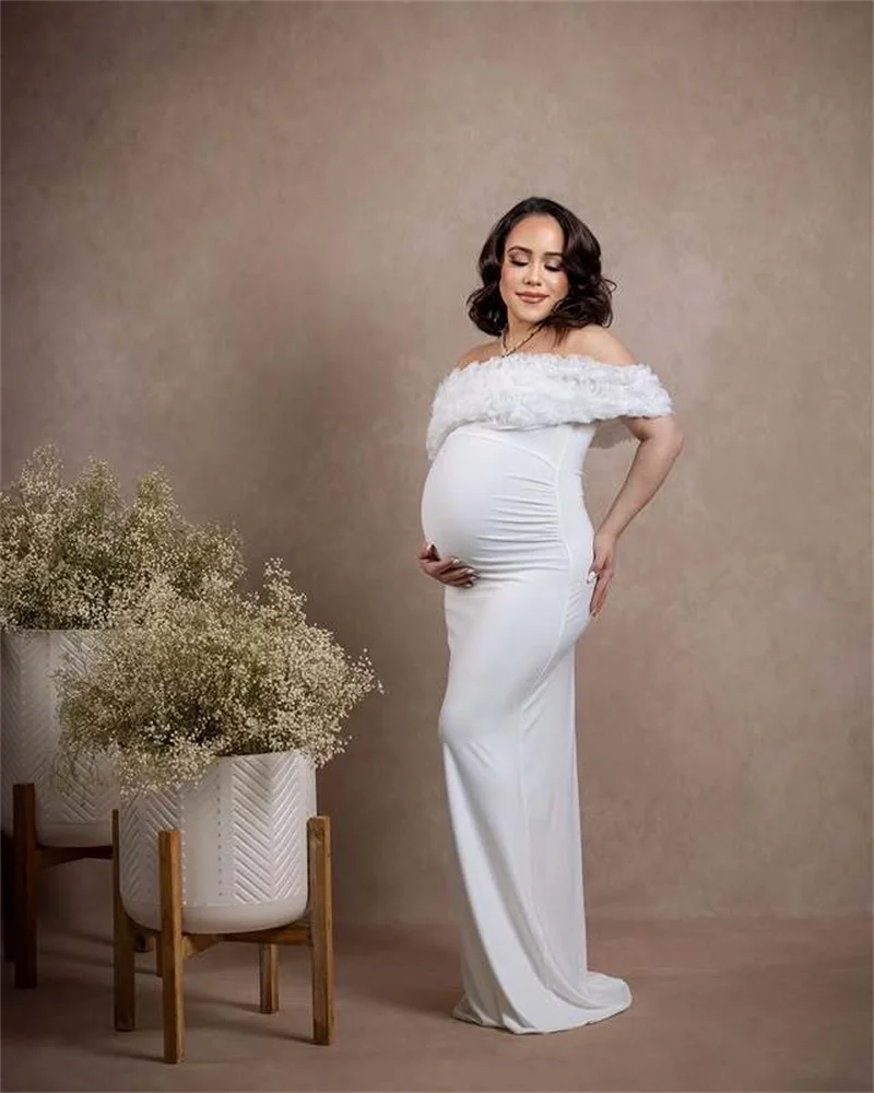 أبيض أصفر أنيق فستان الحفلة الراقصة 3D زهرة مثير قبالة الكتف قصيرة الأكمام غمد طويل الزفاف الرسمي ضيف الجلباب ثوب الزفاف