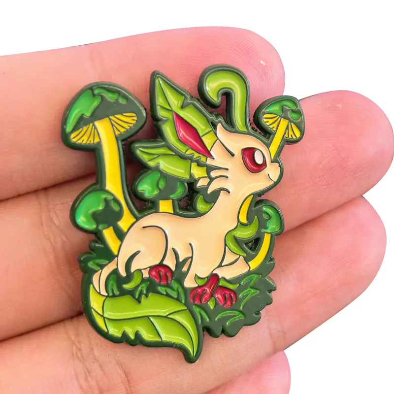 Leafeon Badge Anime Monster Pins Japanese Game Pendant Leaf Eevee Brooches for Bag Backpack Clothing Lapel ACG Cosplay Toy Decor