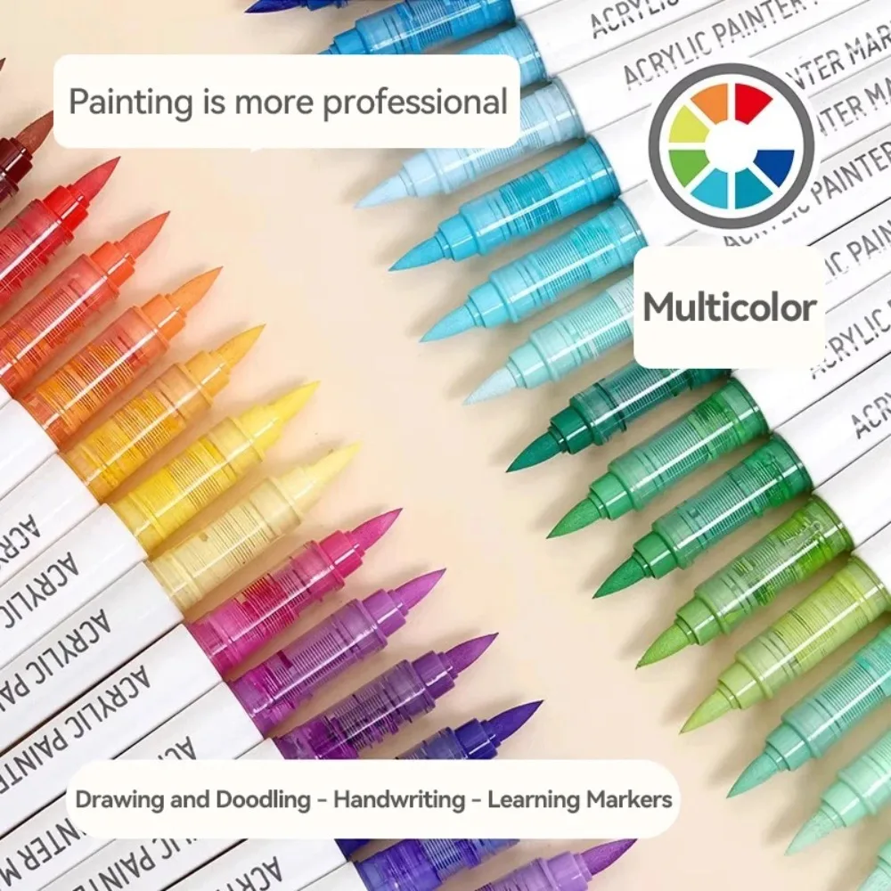 LANGUO Acrylic Markers Pen Set 24-288 Colors Direct Liquid Paint Art Marker Pens for DIY Painting，With Replacement Pen Tips